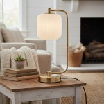 Zirel Modern Ribbed Touch Brass Glass Table Lamp