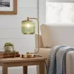 Zirel Modern Ribbed Touch Brass Glass Table Lamp