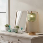Zirel Modern Ribbed Touch Brass Glass Table Lamp