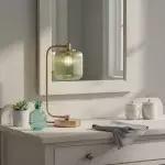 Zirel Modern Ribbed Touch Brass Glass Table Lamp