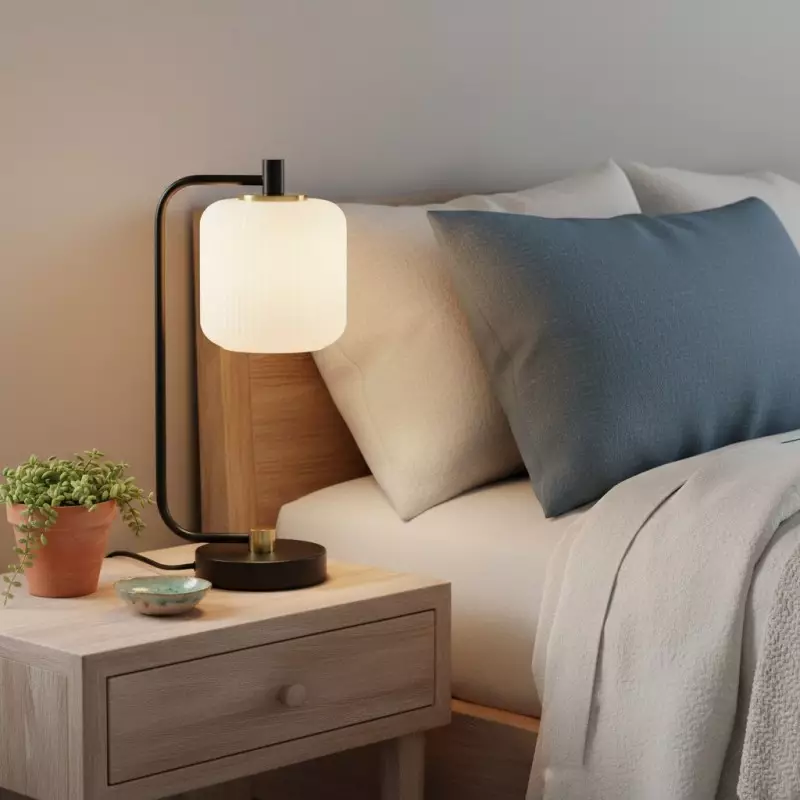 Zirel Modern Ribbed Touch Brass Glass Table Lamp