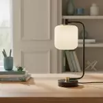 Zirel Modern Ribbed Touch Brass Glass Table Lamp