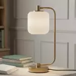 Zirel Modern Ribbed Touch Brass Glass Table Lamp