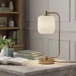 Zirel Modern Ribbed Touch Brass Glass Table Lamp