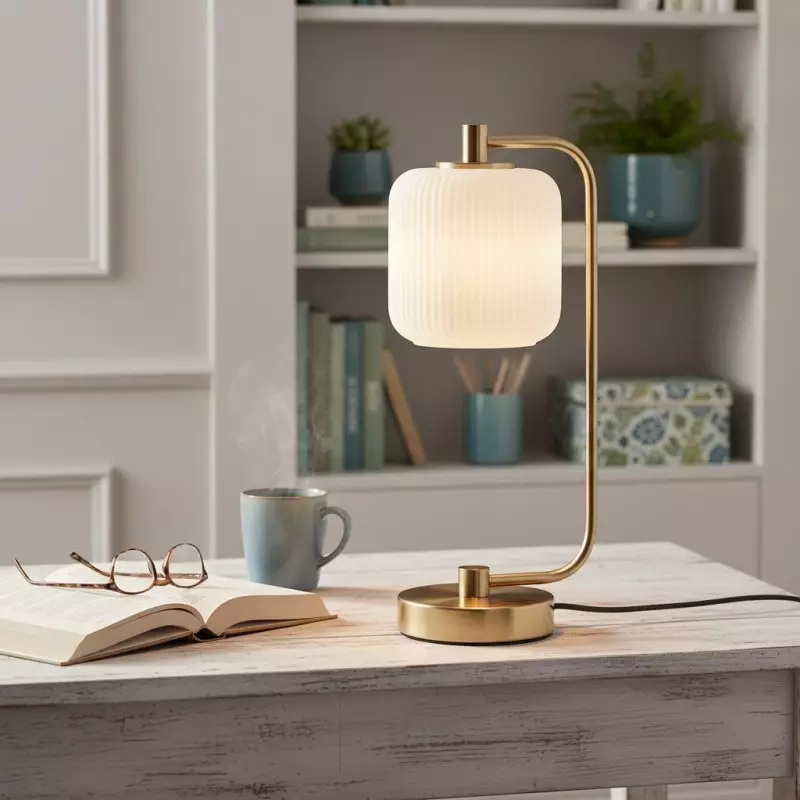 Zirel Modern Ribbed Touch Brass Glass Table Lamp