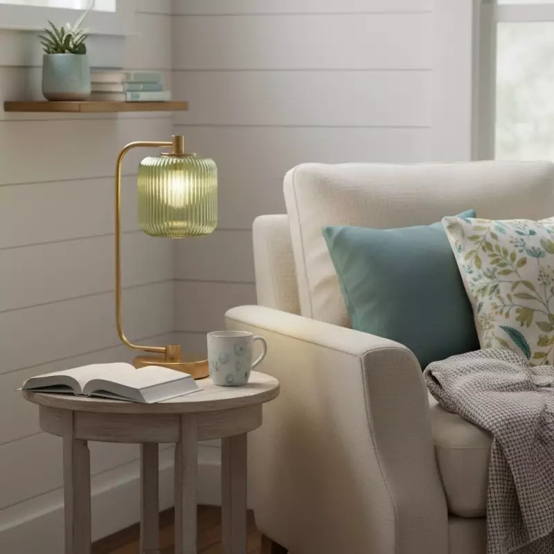 Zirel Modern Ribbed Touch Brass Glass Table Lamp