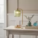 Zirel Modern Ribbed Touch Brass Glass Table Lamp