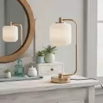 Zirel Modern Ribbed Touch Brass Glass Table Lamp