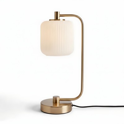 Zirel Modern Ribbed Touch Brass Glass Table Lamp