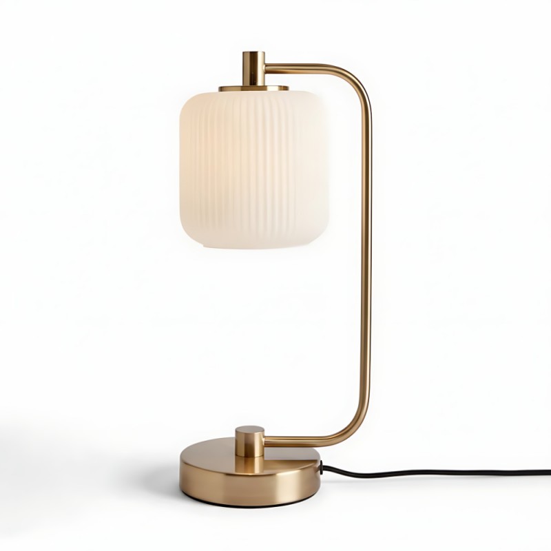 Zirel Modern Ribbed Touch Brass Glass Table Lamp