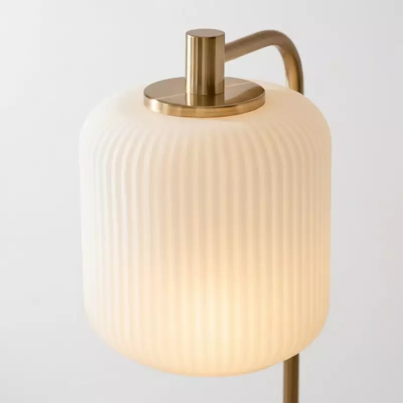 Zirel Modern Ribbed Touch Brass Glass Table Lamp