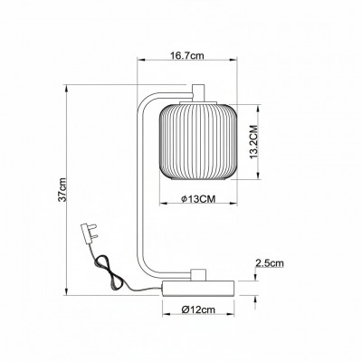 Zirel Modern Ribbed Touch Brass Glass Table Lamp
