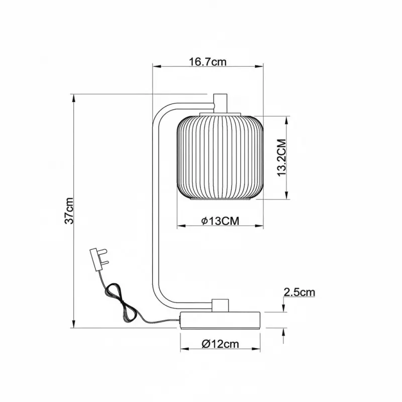 Zirel Modern Ribbed Touch Brass Glass Table Lamp