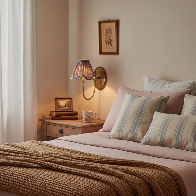 Caelith Vintage Fabric Scallop Sconce