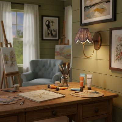 Caelith Vintage Fabric Scallop Sconce