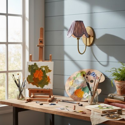 Caelith Vintage Fabric Scallop Sconce