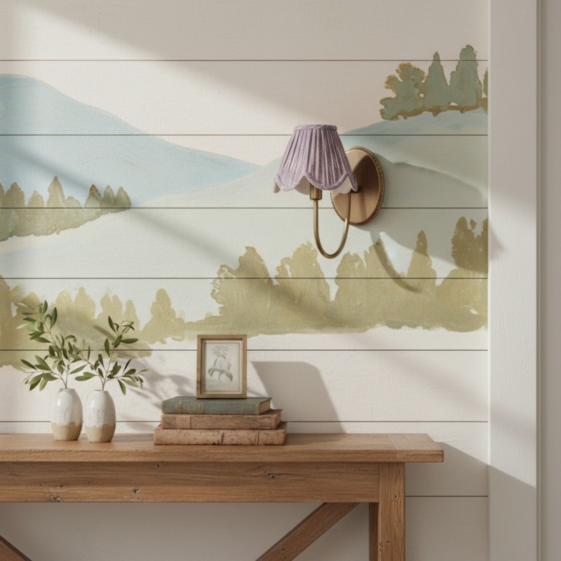 Caelith Vintage Fabric Scallop Sconce