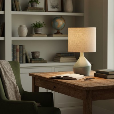 Daphne Vintage Ceramic Linen Shade Table Lamp