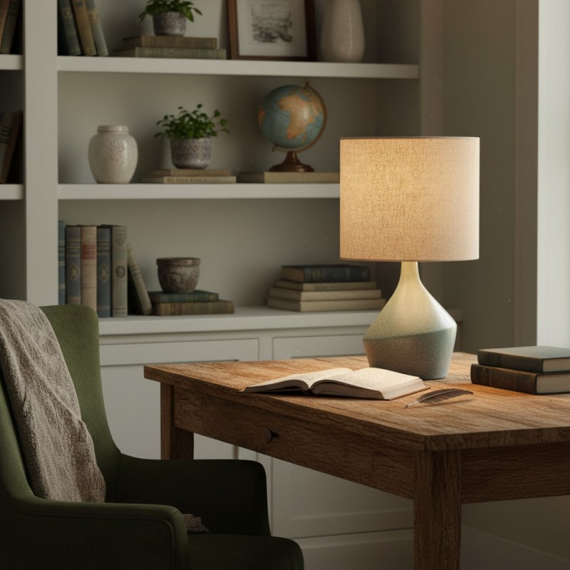 Daphne Vintage Ceramic Linen Shade Table Lamp