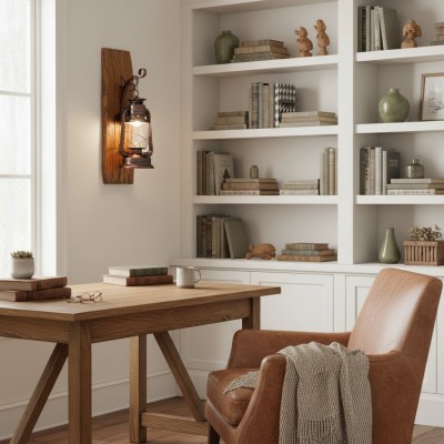 Vaelora Vintage Kerosene Wood Backplate Metal Wall Sconce