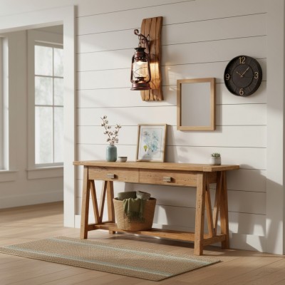 Vaelora Vintage Kerosene Wood Backplate Metal Wall Sconce