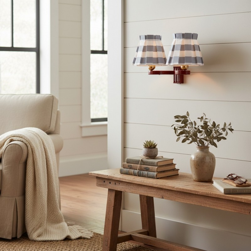 Elarion Vintage Fabric wisteria Twin Wall sconce