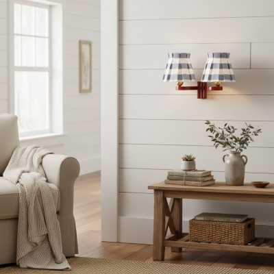 Elarion Vintage Fabric wisteria Twin Wall sconce