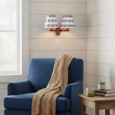 Elarion Vintage Fabric wisteria Twin Wall sconce