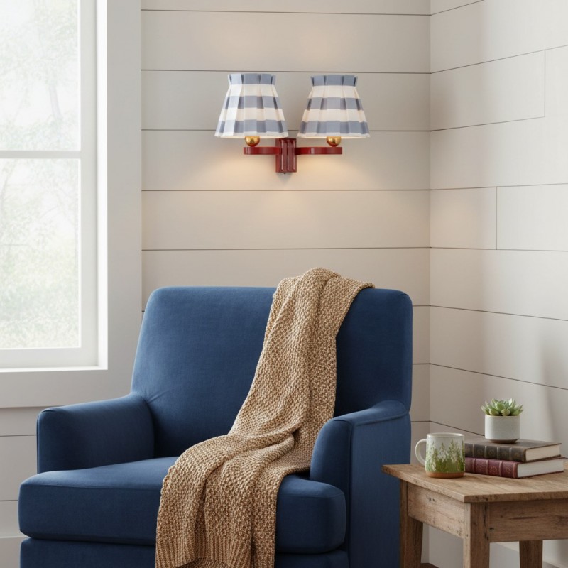 Elarion Vintage Fabric wisteria Twin Wall sconce