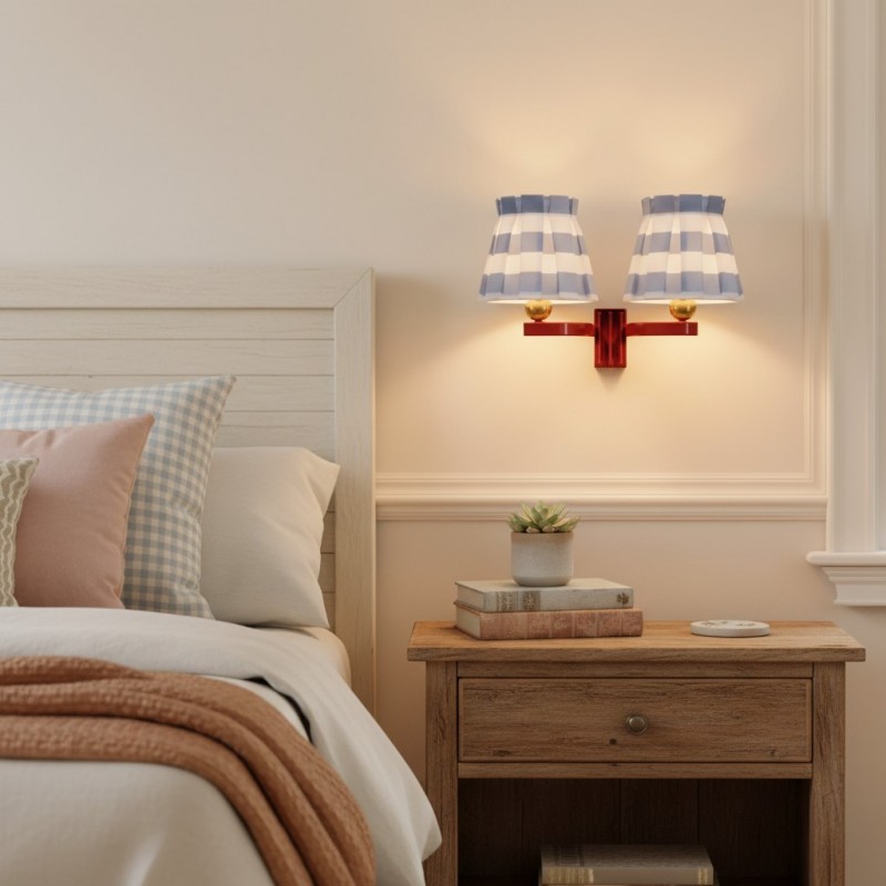 Elarion Vintage Fabric wisteria Twin Wall sconce