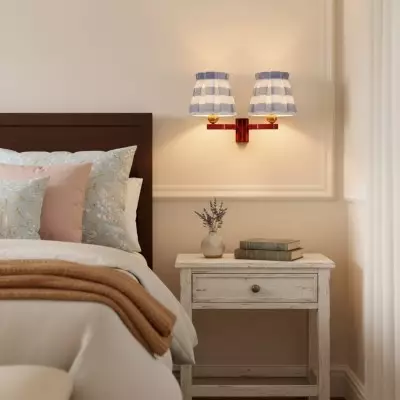 Elarion Vintage Fabric wisteria Twin Wall sconce