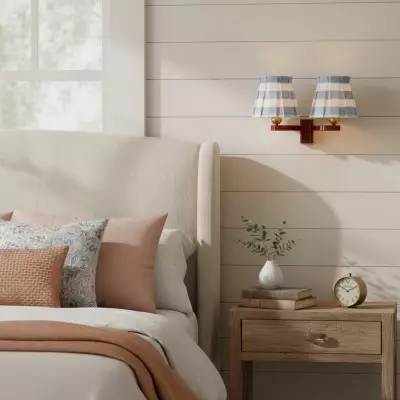 Elarion Vintage Fabric wisteria Twin Wall sconce