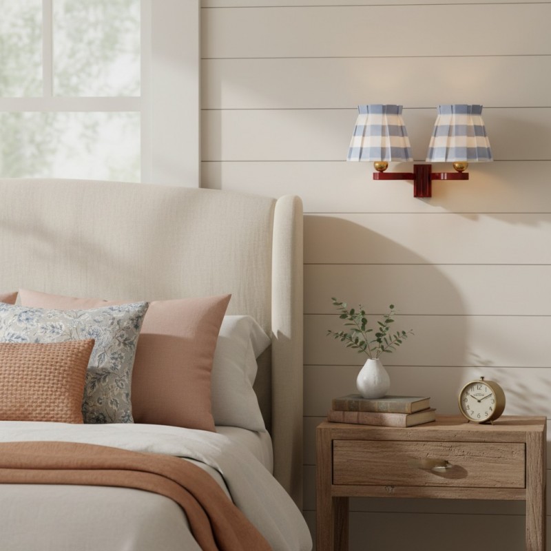 Elarion Vintage Fabric wisteria Twin Wall sconce