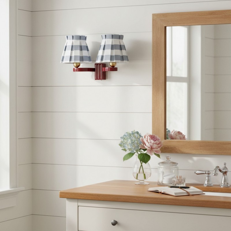 Elarion Vintage Fabric wisteria Twin Wall sconce