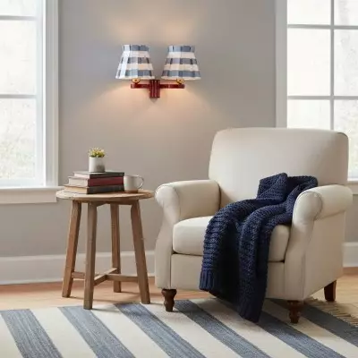 Elarion Vintage Fabric wisteria Twin Wall sconce