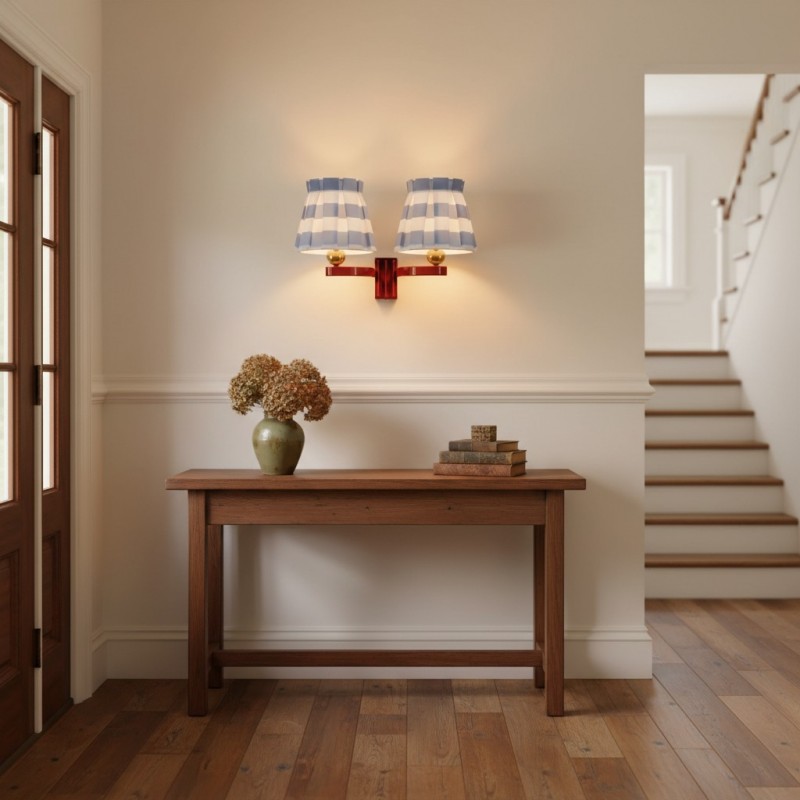 Elarion Vintage Fabric wisteria Twin Wall sconce