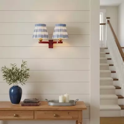 Elarion Vintage Fabric wisteria Twin Wall sconce