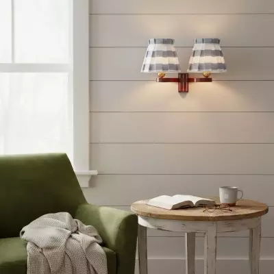 Elarion Vintage Fabric wisteria Twin Wall sconce