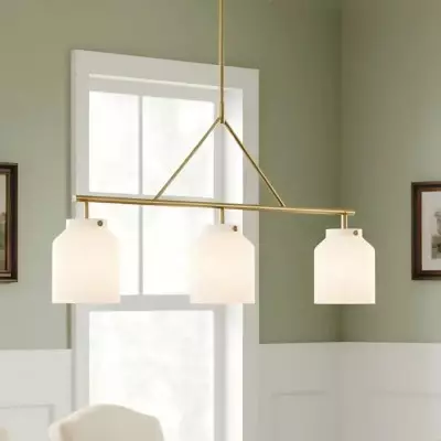 Auralis Modern Milk Glass 3-Light Dome Chandelier