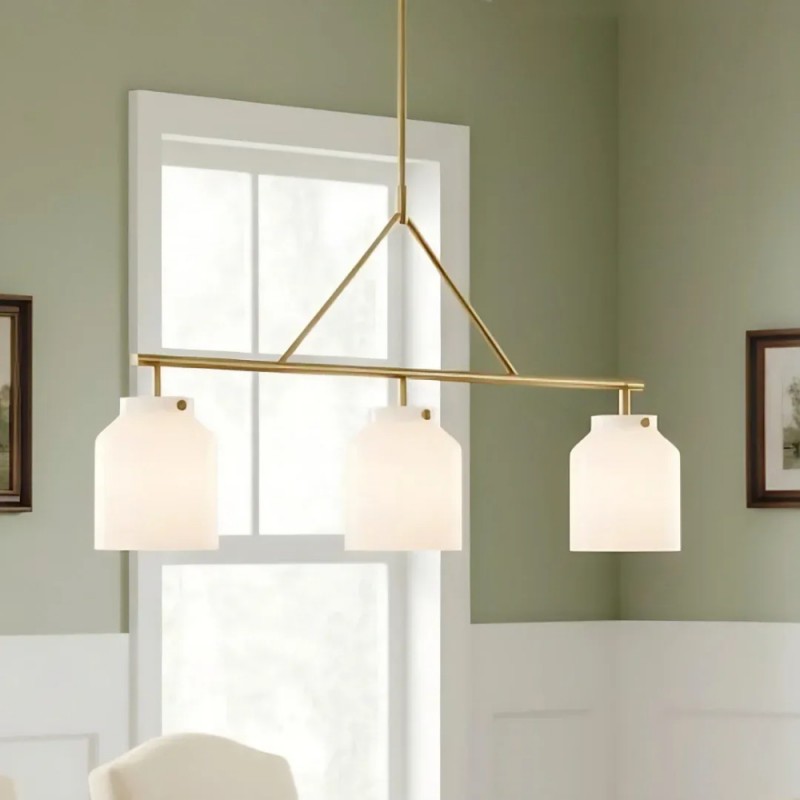 Auralis Modern Milk Glass 3-Light Dome Chandelier