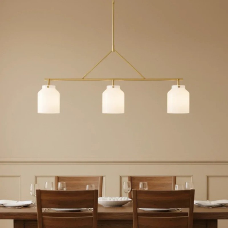 Auralis Modern Milk Glass 3-Light Dome Chandelier