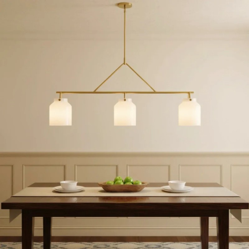Auralis Modern Milk Glass 3-Light Dome Chandelier