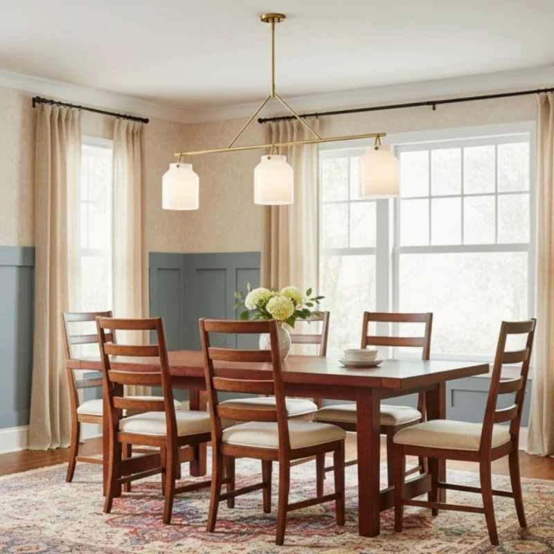 Auralis Modern Milk Glass 3-Light Dome Chandelier