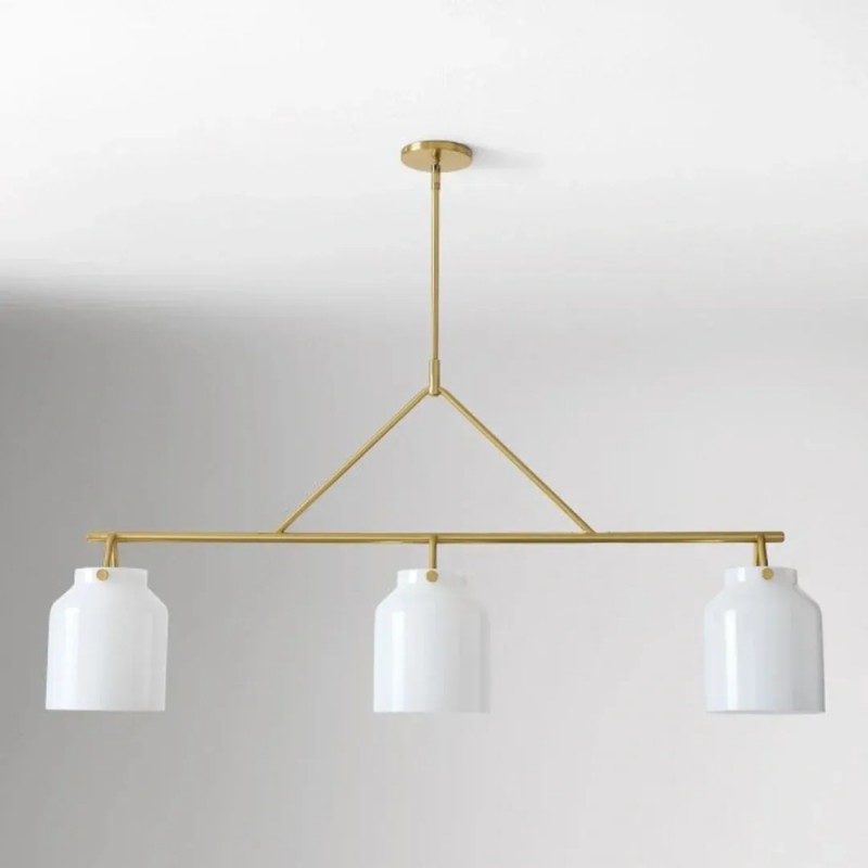 Auralis Modern Milk Glass 3-Light Dome Chandelier