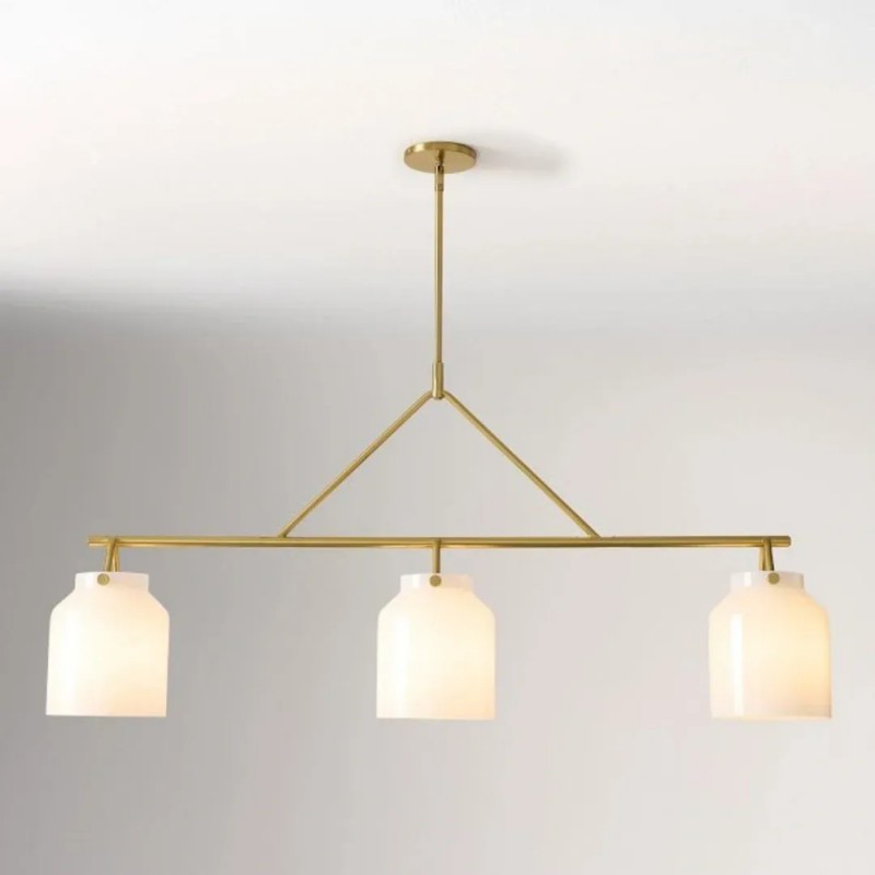 Auralis Modern Milk Glass 3-Light Dome Chandelier