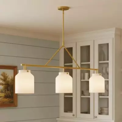 Auralis Modern Milk Glass 3-Light Dome Chandelier