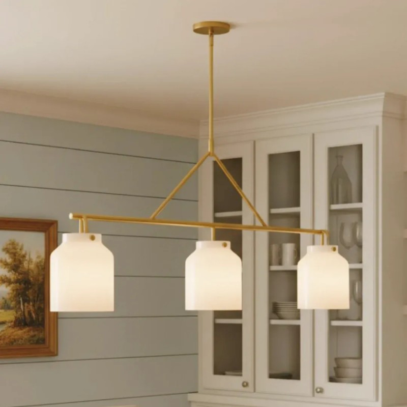 Auralis Modern Milk Glass 3-Light Dome Chandelier