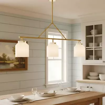 Auralis Modern Milk Glass 3-Light Dome Chandelier