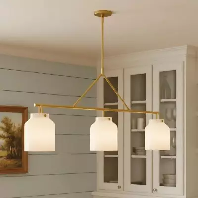 Auralis Modern Milk Glass 3-Light Dome Chandelier