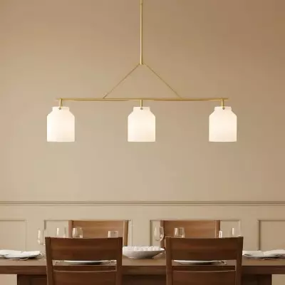 Auralis Modern Milk Glass 3-Light Dome Chandelier